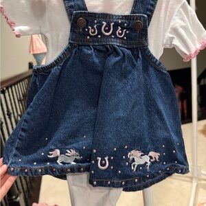 Denim Kids Dress with Pink and Horse Accents